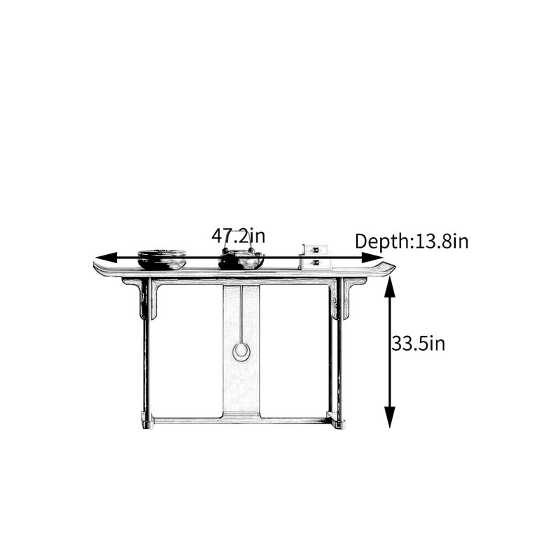 Nouvelle table d'entrée de style chinois, H 33,5 po x l 47,2 po x P 13,8 po