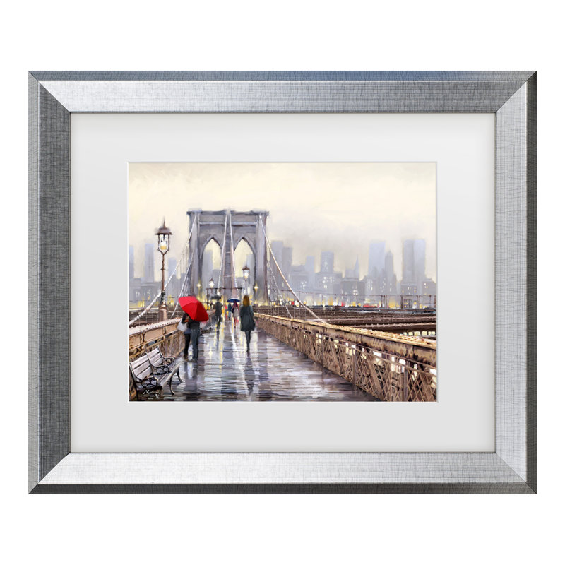 The Macneil Studio «Brooklyn Bridge», art encadré mat, H 14,5 po x l 17,5 po x P 0,75 po, Argent