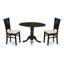 Ensemble de table de cuisine 3 pièces pour petits espaces comprenant une table de salle à manger ronde avec Dropleaf et 2 chaises en tissu de lin, noir-1826268898-1826268896-1826268903