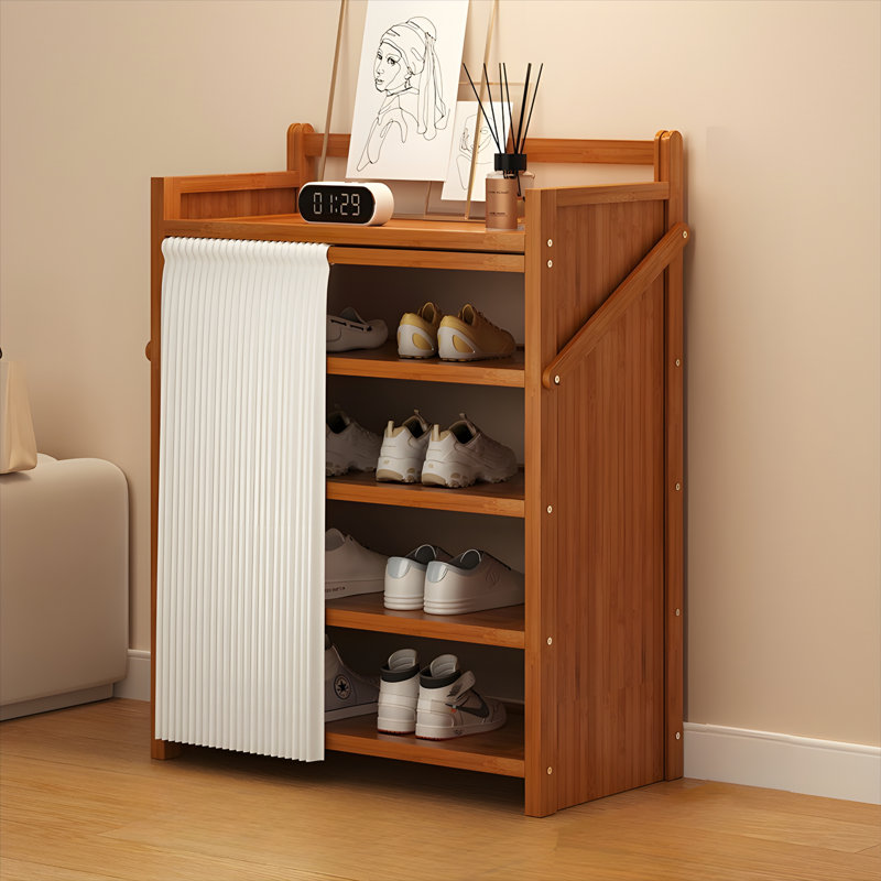 Multi-Layer Foldable Bamboo Shoe Rack - Space-Saving Entryway Storage Organizer