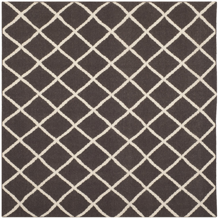 Mccall Hand Woven Flat Weave Wool/Cotton Geometric Rug in Brown/Ivory