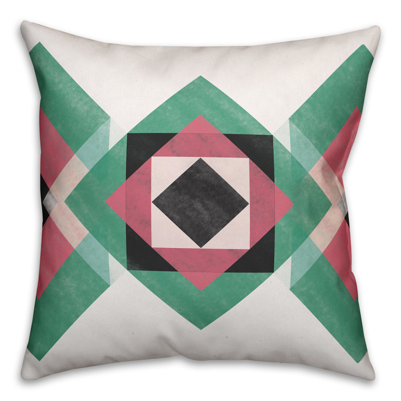 Geometric Outdoor Reversible Throw Pillow, 16" x 16"