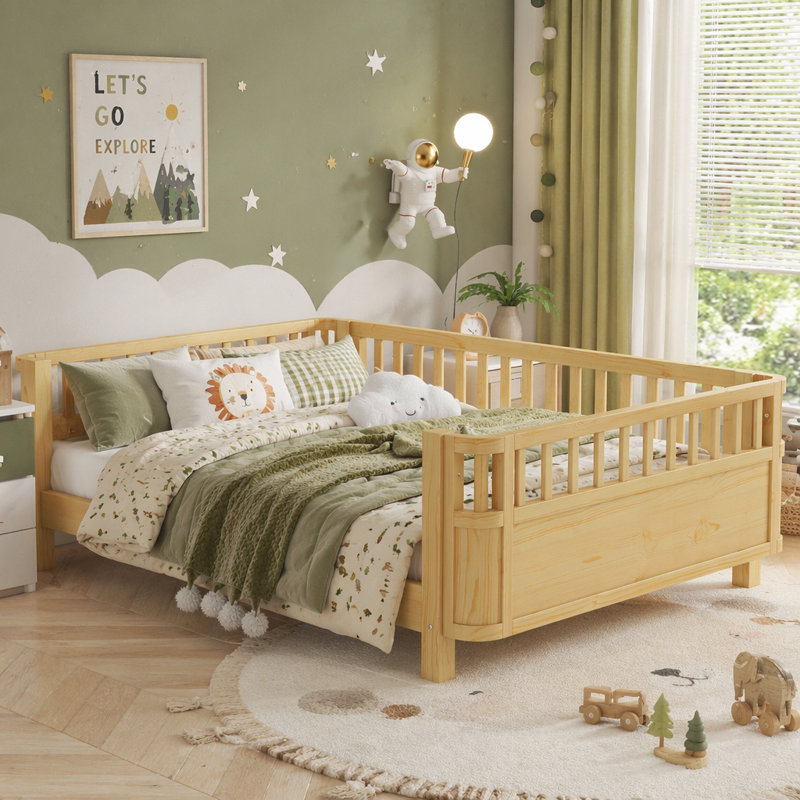Lit plateforme en bois pour enfants, Naturel, Double