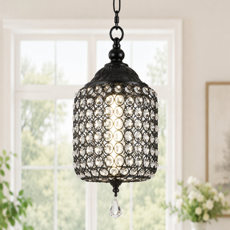 Luminaire suspendu à 1 lumière DEL à intensité variable en cristal