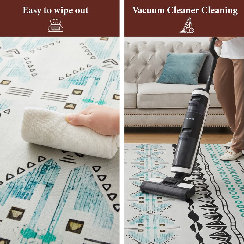 Deira Zuri Printed Area Rug - Geometric Design Modern Washable Indoor Floor Mat for Living Room, Rectangle 120 x 170 cm