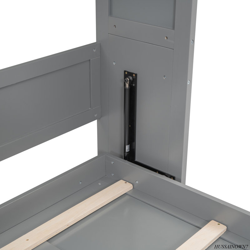 Murphy Bed Wall Bed With Shelves, Gray, Full