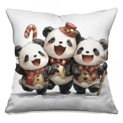 Cute Panda Trio Double Sided Throw Pillows