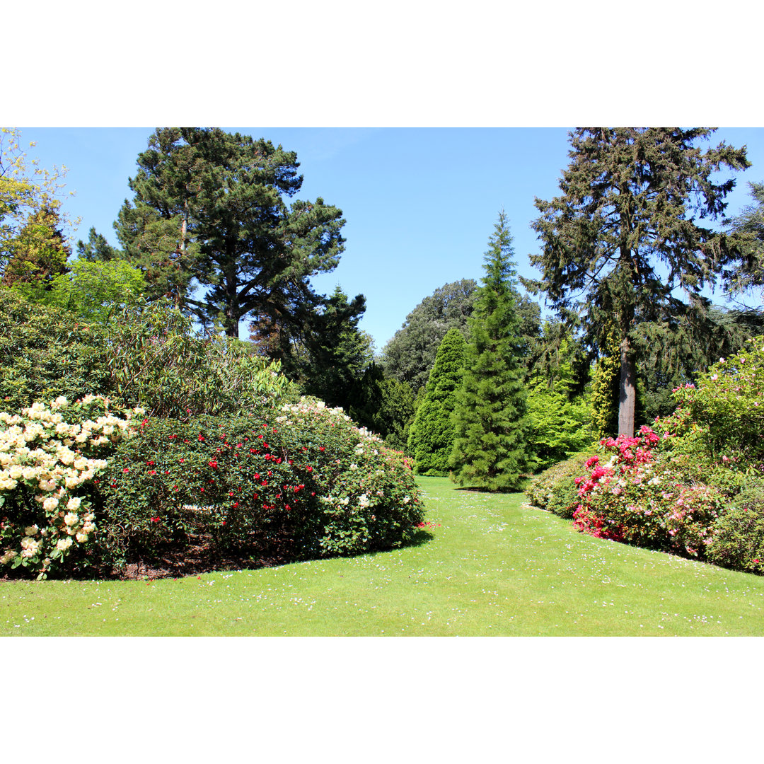 Beautiful Landscaped Garden, With Flower Beets, Strauch Grenzen, Bäume, Rasen von Mtreasure - Kunstdrucke