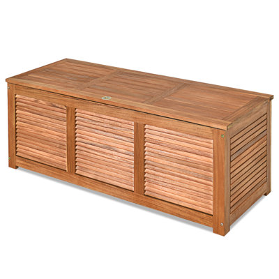 Costway 47.5'' W 47 Gallons Solid Wood Acacia Deck Box in Natural
