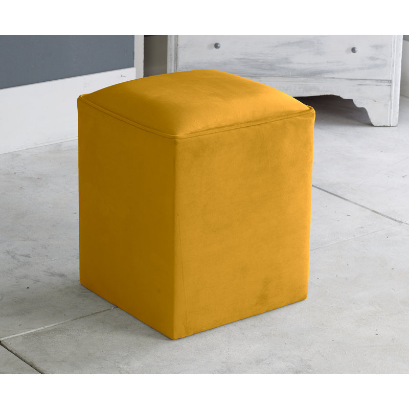 Henton 40cm Wide Velvet Square Solid Colour Pouffe Ottoman, Turmeric