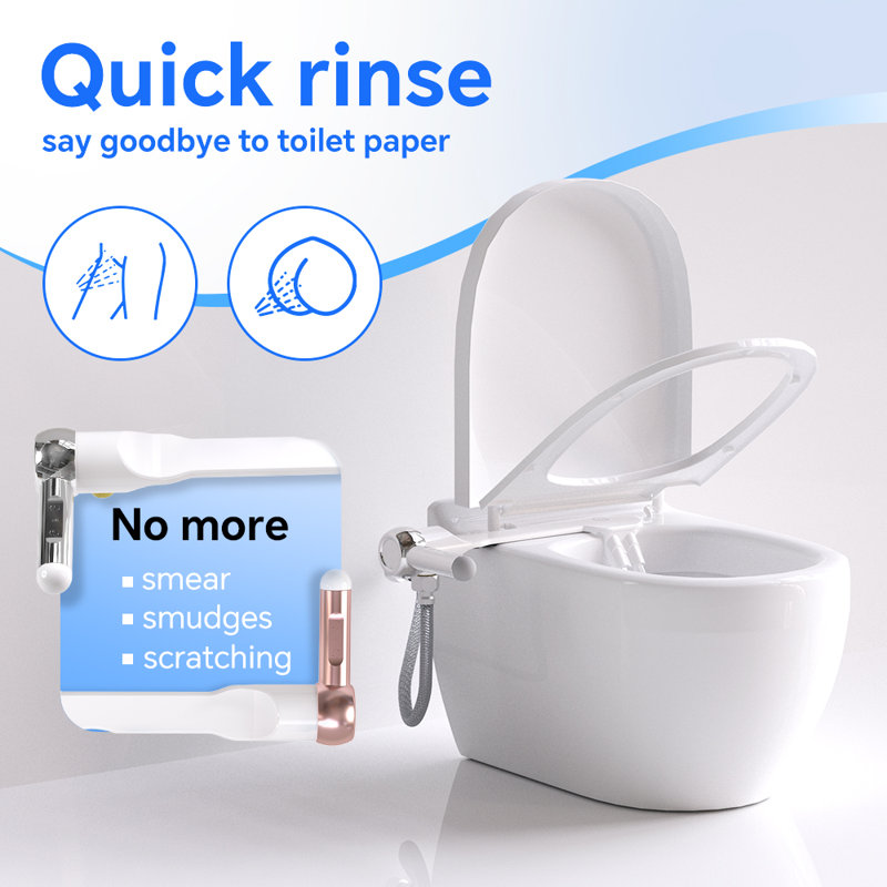 Bidet Attachment For Toilet, Non-electric Ultra-slim Dual Spray (rear & Feminine Wash), Cold Water Bidet With Adjustable Pressure Control