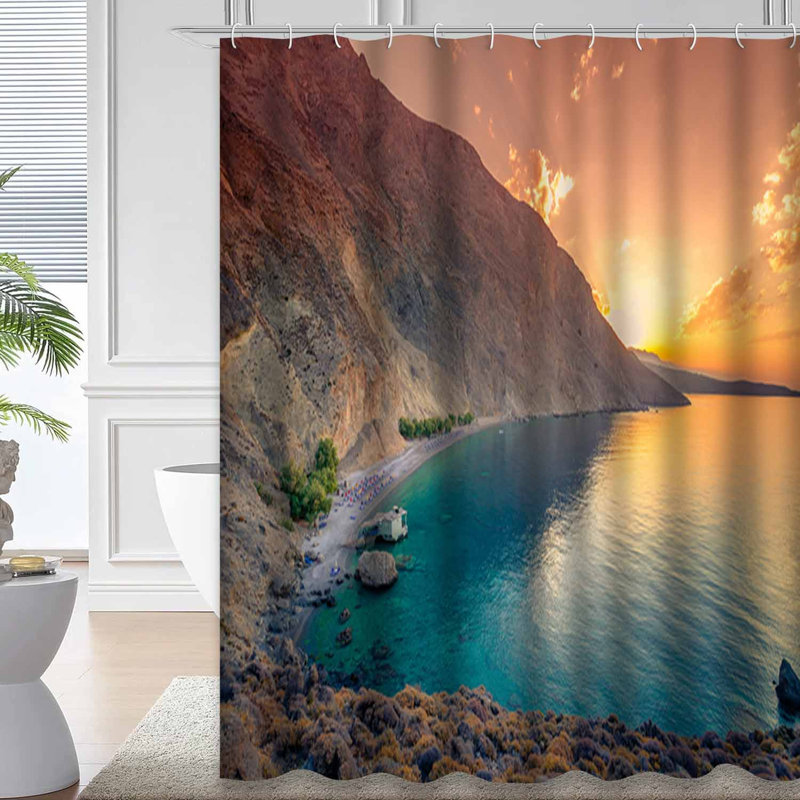Rideau de douche Sweet Fresh Water Sunrise Beach avec 12 crochets, L 72 po x l 84 po