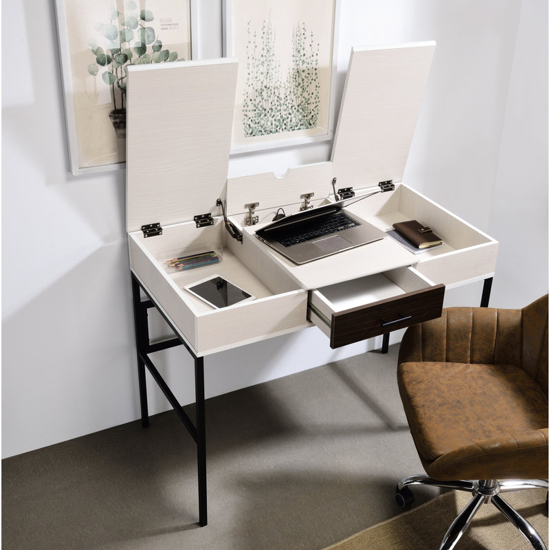 Mobilier de bureau naturel et noir avec plancher de 25 po au design moderne et pratique intégré