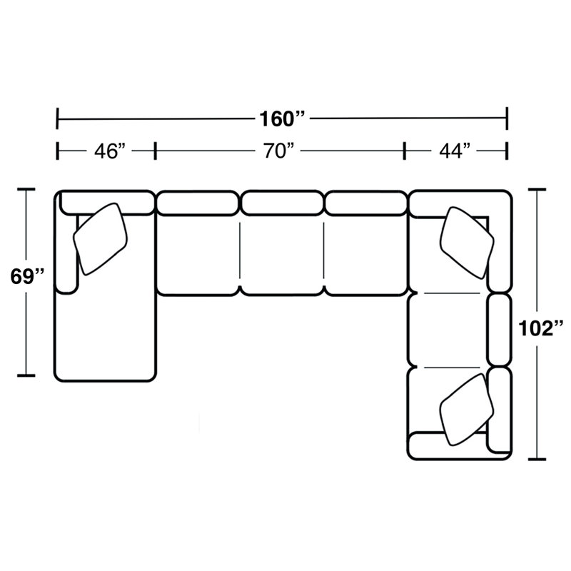 Upholstered U-Shaped Sectional, Right Hand Facing
