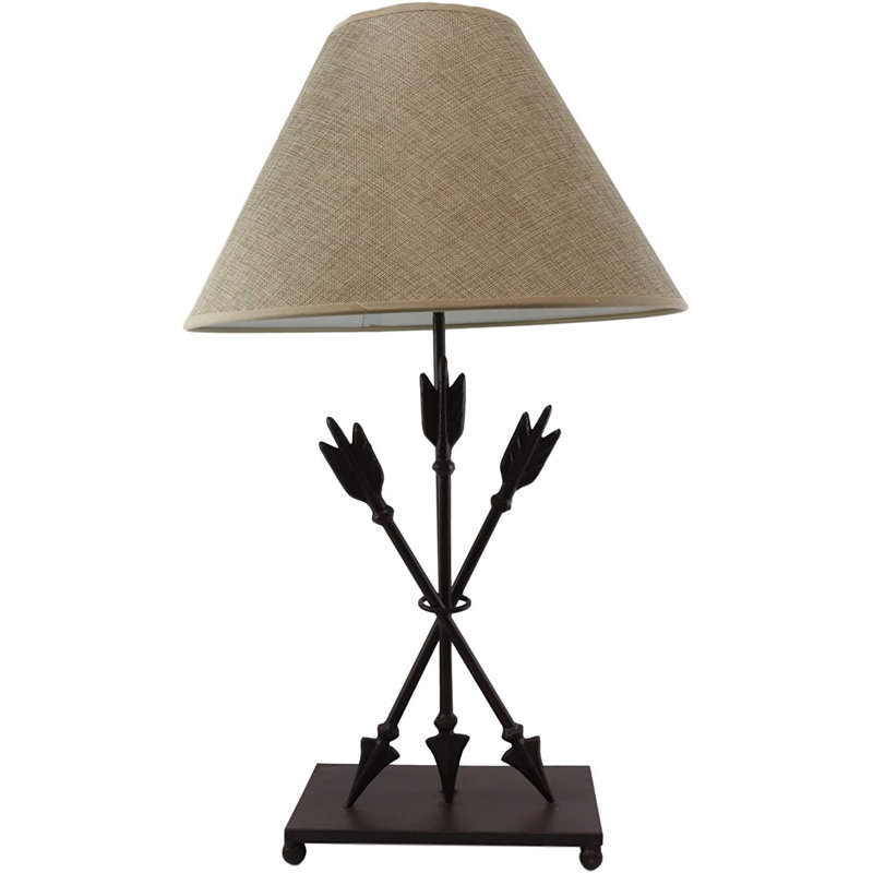 Lampe de chevet brun / beige 27 "avec prise Doretha