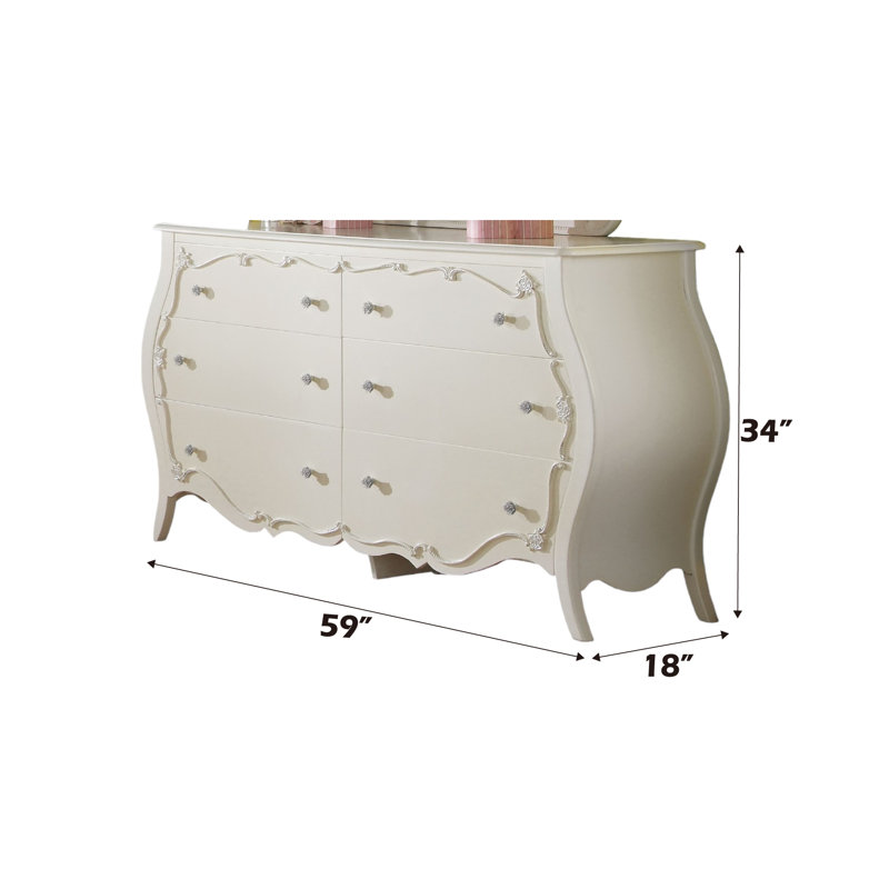 Saffold 6-Drawer Double Dresser in Pearl White