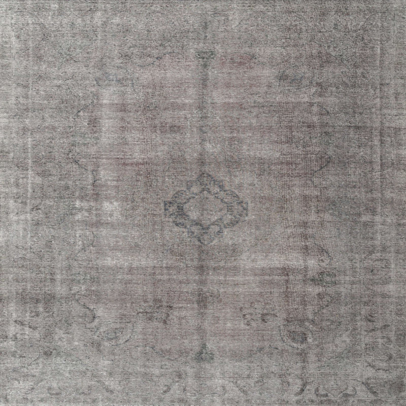 Tapis gris/brun traditionnel, Carré 3 pi