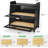 Kitchen Countertop Bread Storage Container With Bamboo Cutting Board, Adjustable Vent Hole Dials, Black