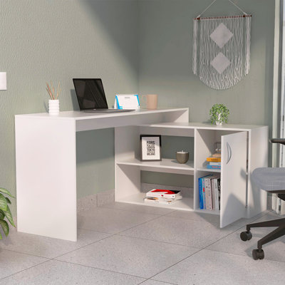 1-Drawer 2-Shelf L-Shaped Office Desk