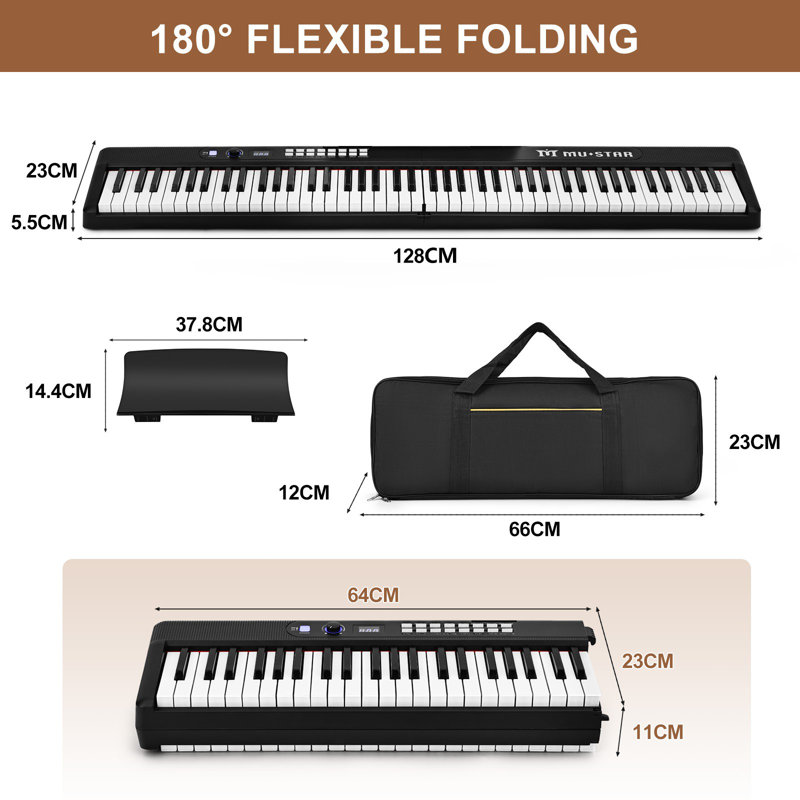 88 Key Foldable Semi-weighted Electric Piano With Lighted Up Keys