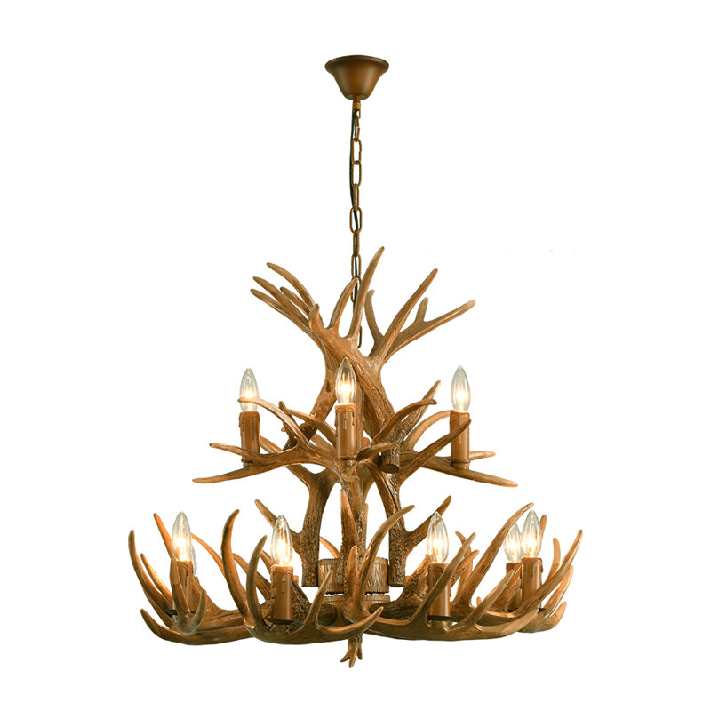 Lustre rétro en résine de bois de cerf