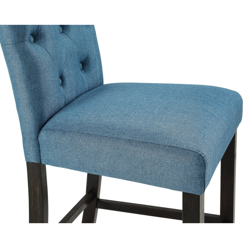 Tabouret à hauteur de comptoir en bois massif Leviton, ensemble de 2, Bleu