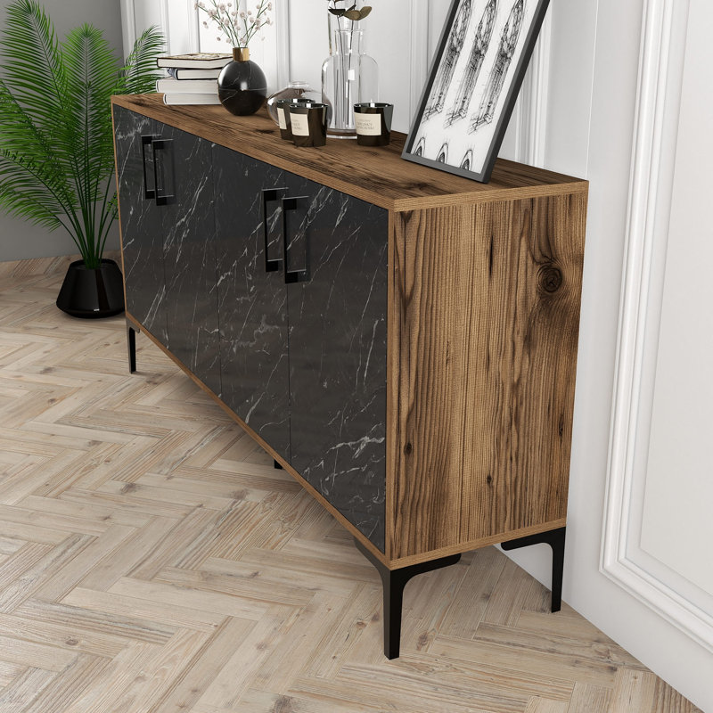 Jerin 160cm Console Table, Brown/Black/White