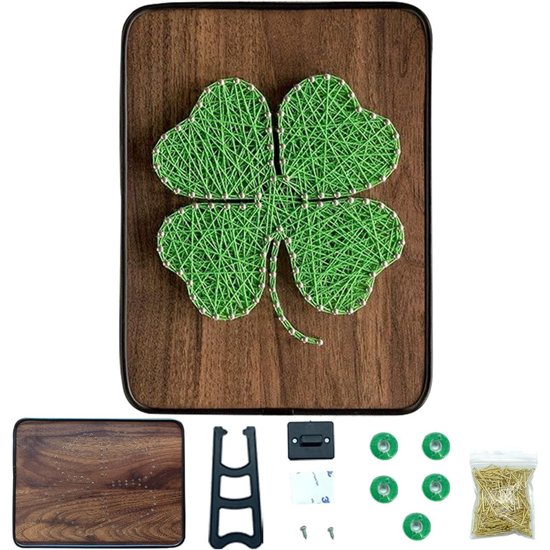 Kit de bricolage String Art - Trèfle à quatre feuilles. Trousse d'artisanat Wizardi F07-M12-3-DH5015