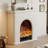 Beige Manufactured Wood Electric Fireplace