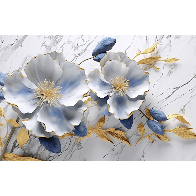 Harmonie de pétales de marbre - art floral sur toile de luxe