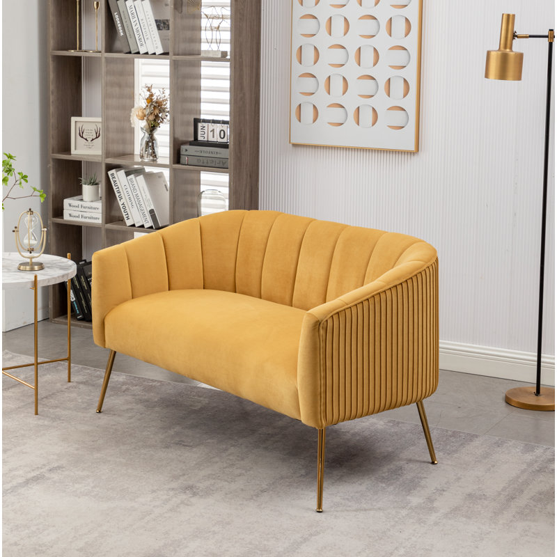 Mariantonietta 51'' Velvet Loveseat, Yellow 