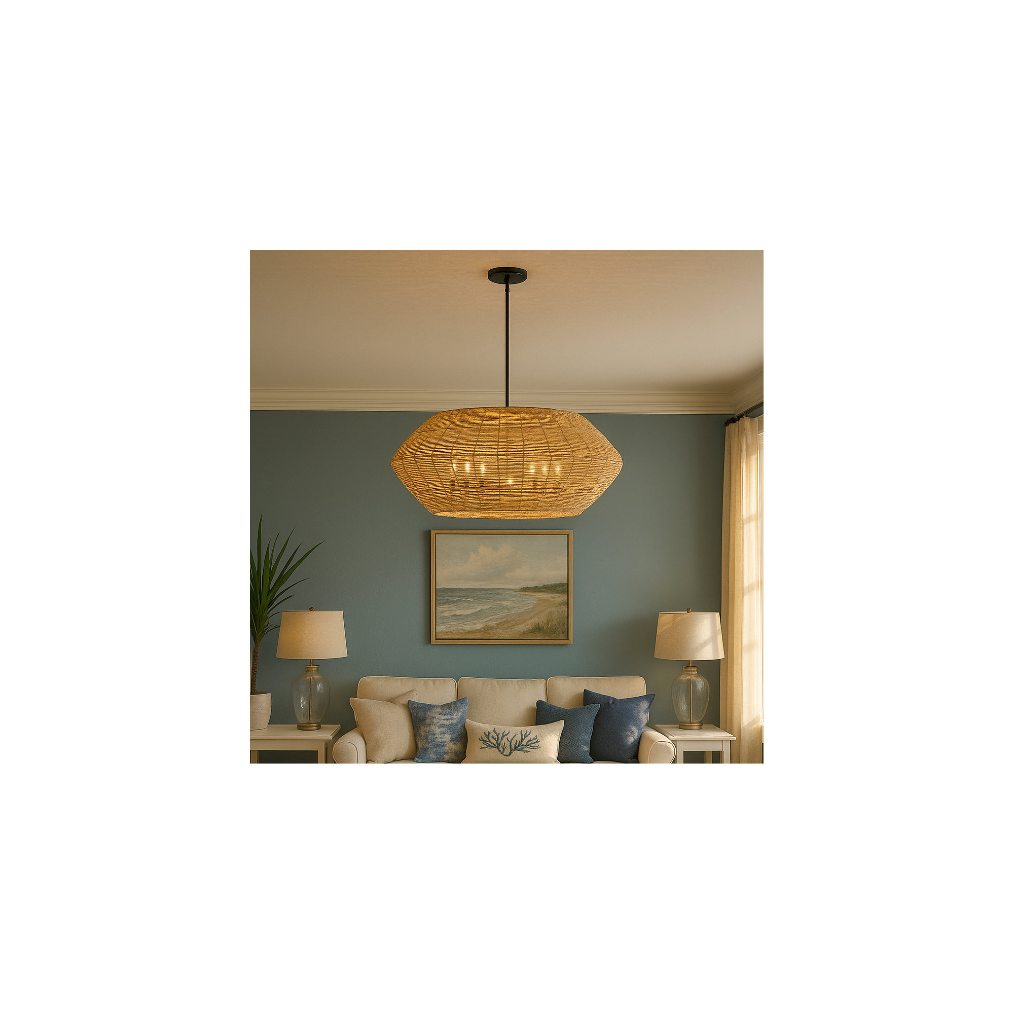 Ariza 7 - Light Metal Dimmable Round / Oval Chandelier, Camel, Black