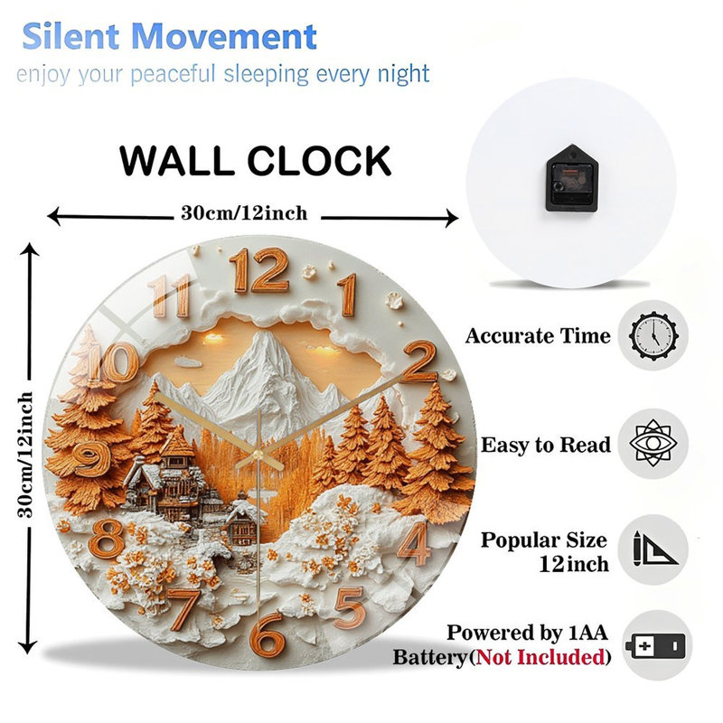 Horloge murale Winter Mountain