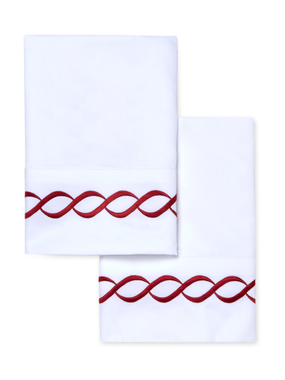 Calissa Cotton Pillowcase, King Pillowcase, White/Navy