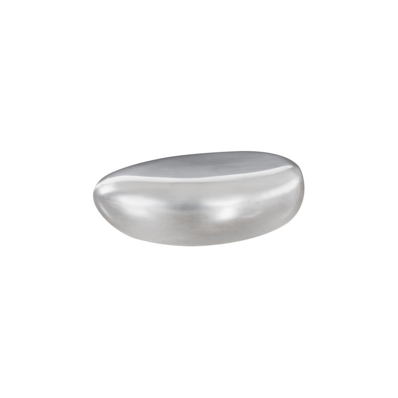 River Stone Coffee Table Liquid Silver, 14" H x 42" L x 26" W, Liquid Silver