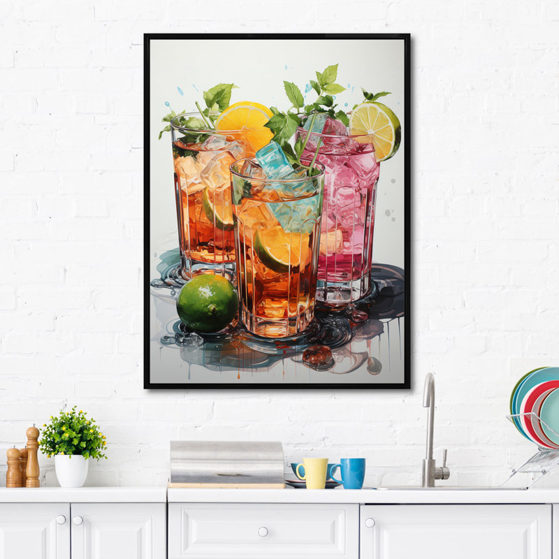 Hykeem Food Cocktail A Glamour I, H 32 po x l 16 po x P 1 po, Cadre flottant noir