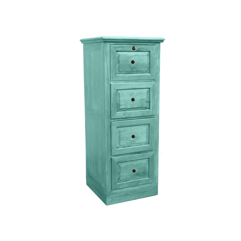 Savannah Traditional Solid Wood 4 Drawer File Cabinet, Aqua Fiesta