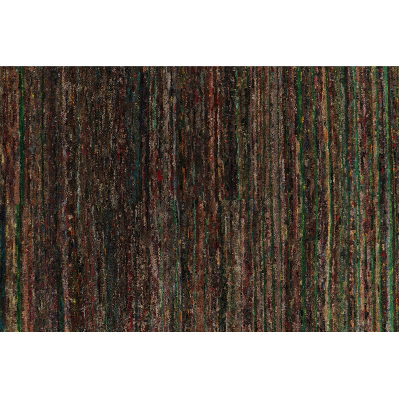 Rug & Kilim’S Modern Textural Rug, Vibrant Polychromatic Striae Over Purple Hues