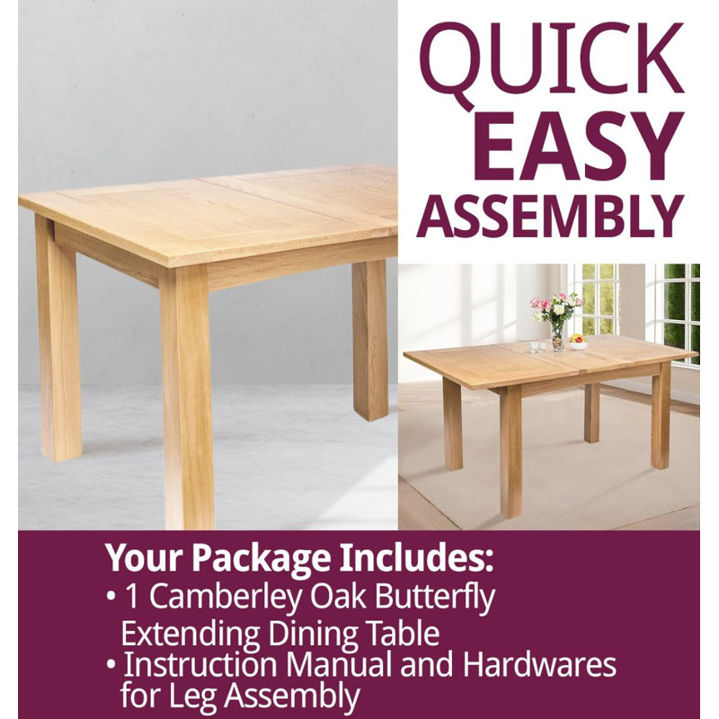 Extendable Oak Solid Wood Base Dining Table