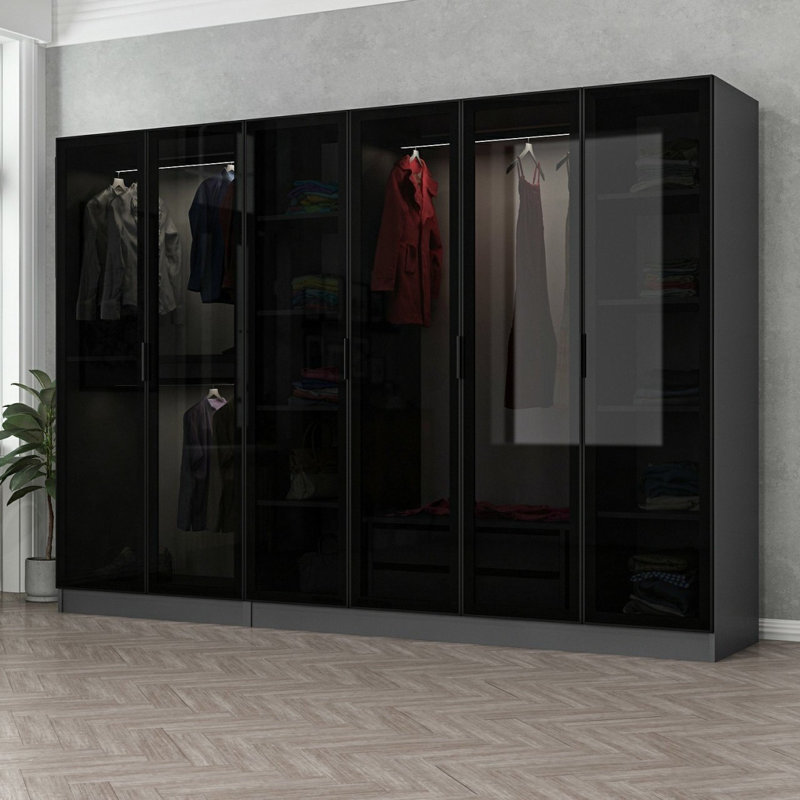 Nebras 6 Door Solid + Manufactured Wood Wardrobe