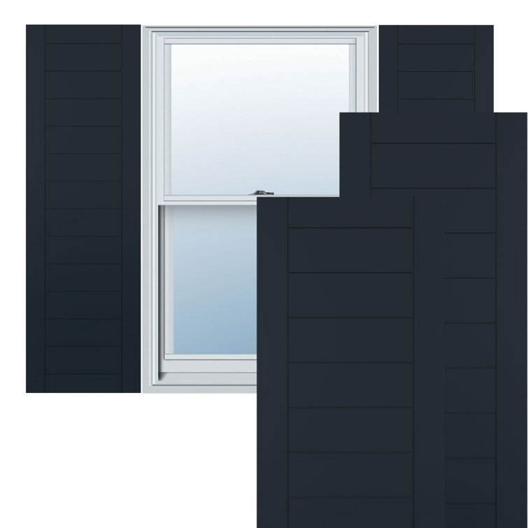 True Fit PVC Horizontal Slat Framed Modern Style Fixed Mount Shutters