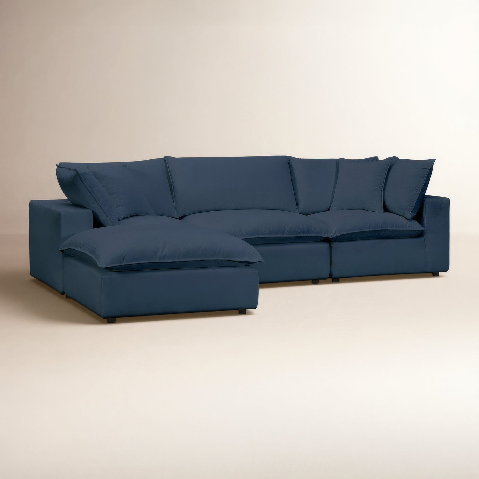 Ellaria Modular Sofa and Chaise, Navy Polyester