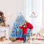 Arbre de Noël artificiel 7 pi avec 1264 branches et base pliante en métal blanc et bleu-1036524049-1036524054