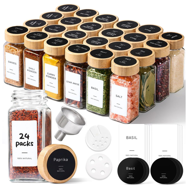24 pots à épices en verre 4 oz
