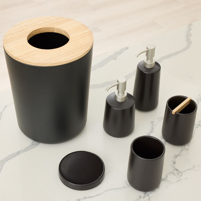 Matte Black Ceramic Round Soap Dish with Non-Skid Feet