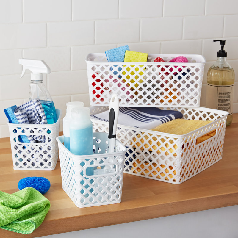 4 Piece Basket Set, White