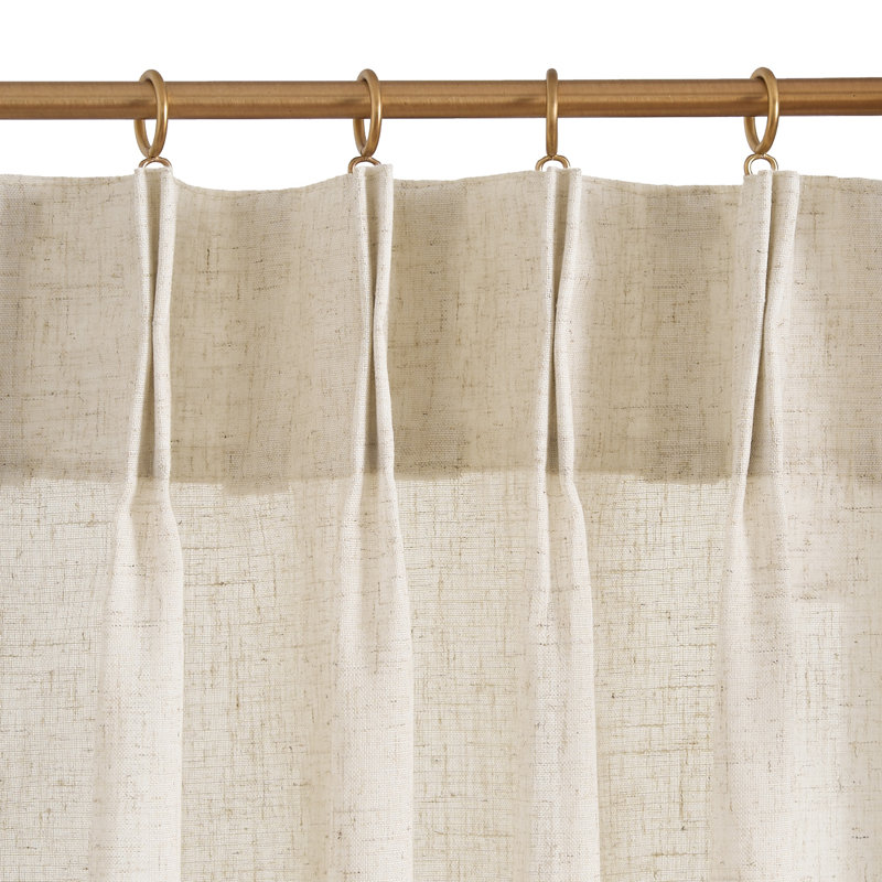 Linen Pinch Pleated Kitchen Curtains Tier Curtains Light Filtering Small Window Drapes for Kitchen, Beige, 26" W x 24" L