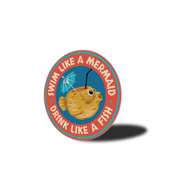 Panneau en aluminium «Swim Like A Mermaid, Drink Like A Fish Beach»