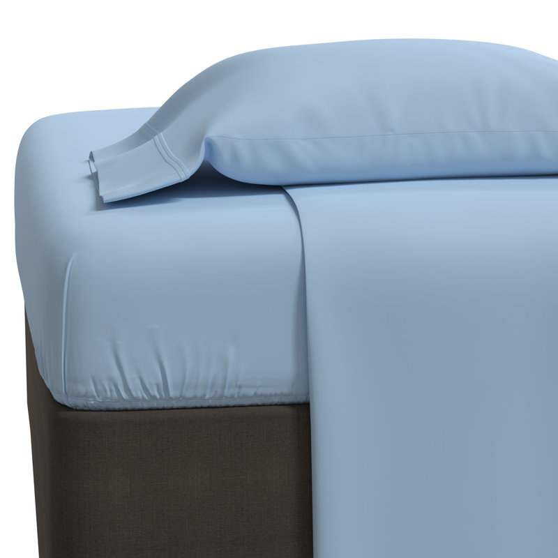 100% Cotton Super-Soft Flannel Sheet Set, Queen Sheet Set with Fitted Sheet and Pillowcase, Blue, Solid Color