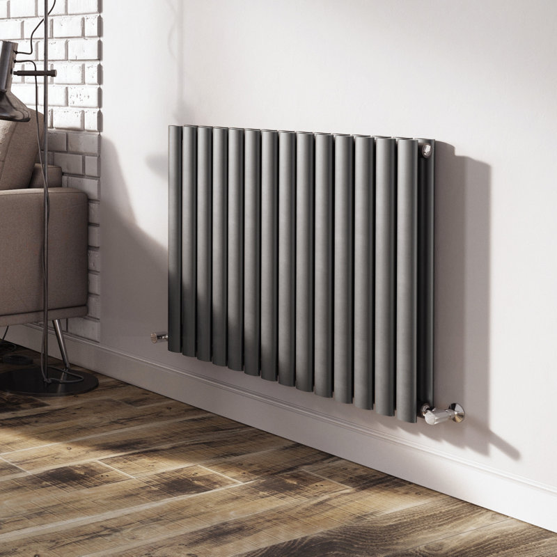  Horizontal Oval Panel Radiators, 600mm H x 820mm W, Grey